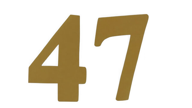 Large bold number forty seven in brown color isolated on a plain background isolated on transparent background