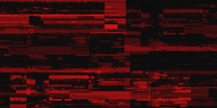 Abstract dark red glitch effect background featuring noise distortion, static lines, and futuristic digital texture for modern technology designs.