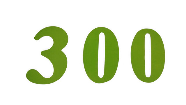 Green number three hundred isolated on a clean background for digital design isolated on transparent background
