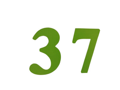 Green number thirty seven isolated graphic element for design and digital projects isolated on transparent background