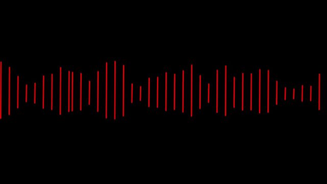 Music sound wave animation on black background. rad line audio wave visualization voice record.