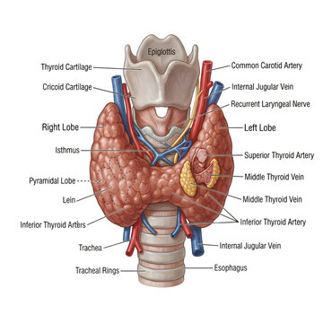 Anatomical diagram of human digestive system with labeled organs and food path