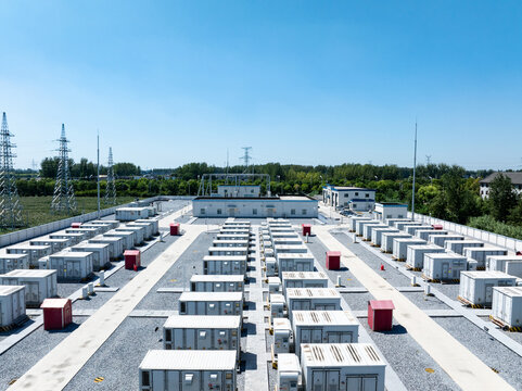 neatly arranged energy storage container power station panorama