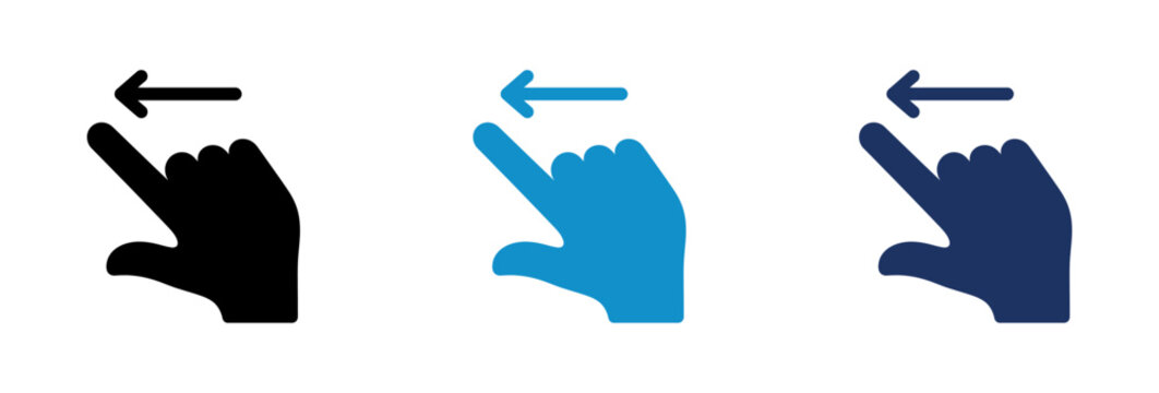Swipe left hand gesture icons for touchscreen interface navigation.