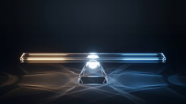 Abstract Balance Bar with Contrasting Lights on Dark Background and Copy Space