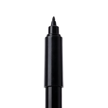 Black fine tip marker pen with felt tip, black ink as clean cutout