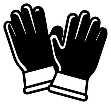 Pair of black protective work gloves vector icon isolated on white background