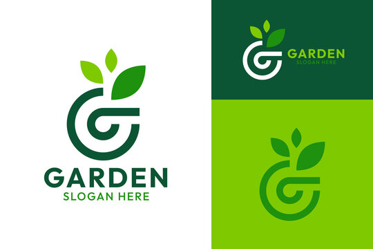 Minimalist Letter G Leaf Monoline Logo Icon for Garden Nature Branding Design