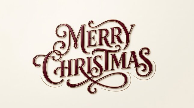 Elegant red merry christmas calligraphy lettering for festive holiday season greeting cards