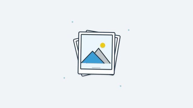 Hand Drawn Photo Gallery Icon Animation on Light Background.