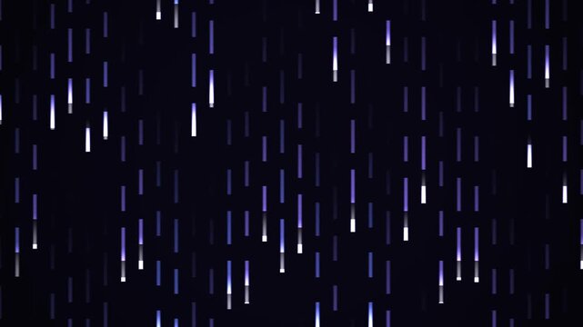 Abstract digital rain background, with glowing purple, and white vertical, data lines modern, tech motion