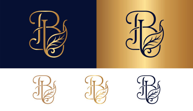 BL monogram elegant floral logo with leaf for branding and identity.