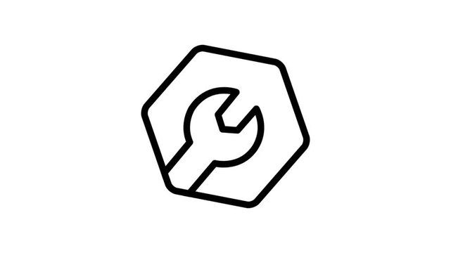 Wrench Spinning in Hexagon Icon Animation for Repair and Maintenance