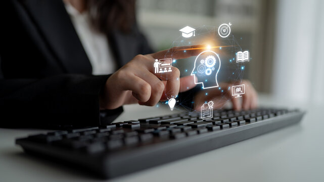 Concept of education and continuous learning. A network of e-learning resources for training, acquiring knowledge, and developing new skills for personal and professional growth. Fermion