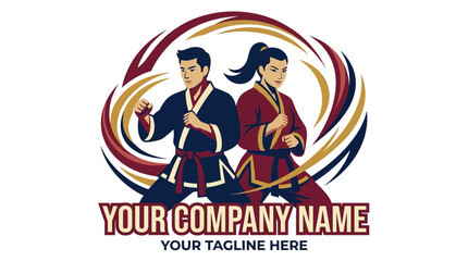 Obraz premium Martial Arts Duo Logo - Karate, Taekwondo, Kung Fu - Action, Strength, Discipline