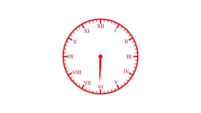 Clock spinning, watch animation on white background with alpha channel. 12 hours clock dial , twenty-four hours time lapse animation. Analog clock spinning animation.