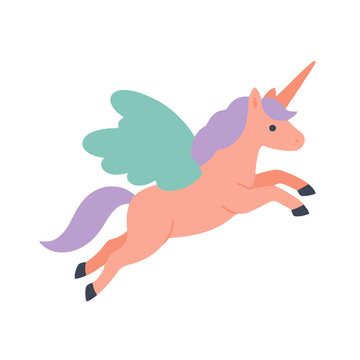 Cartoon winged unicorn jumping