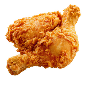 Freshly prepared golden-brown fried chicken pieces with thick crispy breading on transparent png background. Ai generated