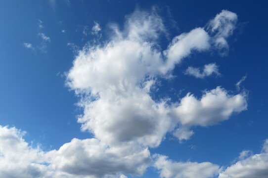 Beautiful cloudscape in blue sky, natural clouds background