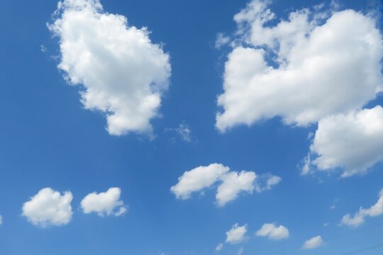 Beautiful cloudscape in blue sky, natural clouds background