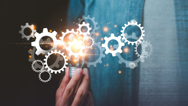 An innovation manager develops creative solutions through process improvement, strategic thinking, automation, teamwork, efficiency, problem solving, technology, and operational optimization.