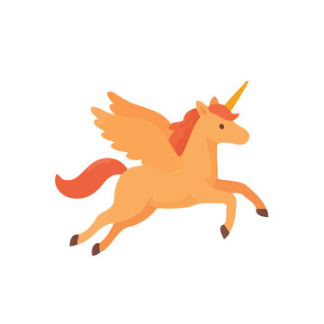 Orange winged unicorn illustration