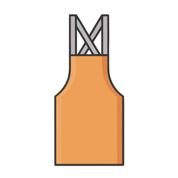 Orange apron with grey straps isolated on transparent background