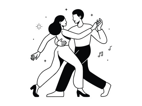 Couple dancing together in elegant ballroom style