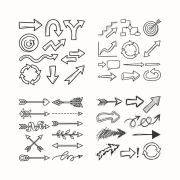 Hand Drawn Arrow Sketches and Infographic Element Vector Set