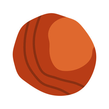 Vector graphic of a shiny reddish-brown chestnut seed with fine texture lines. Perfect for fall patterns, autumn food designs, and natural plant icons