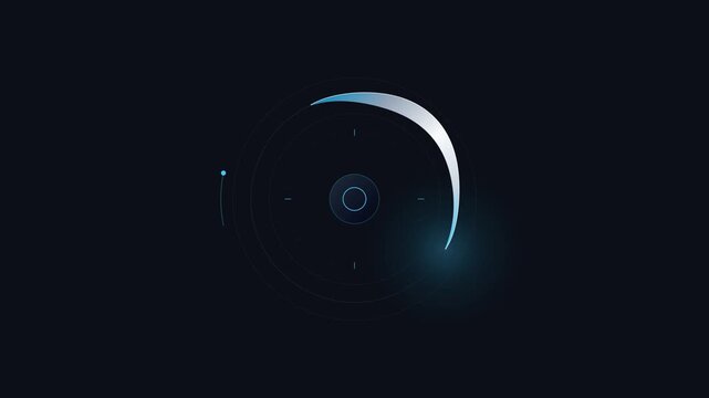 Futuristic HUD circle glowing blue in a digital interface