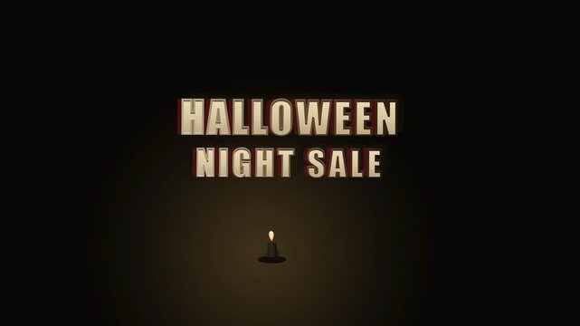 Classic horror movie poster typography reading Halloween Night Sale with subtle shaking motion and flickering candlelight, creating an eerie vintage Halloween promotional atmosphere on a dark backgrou