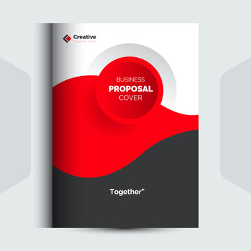 Modern business proposal cover template with red circular wave design proposal business template