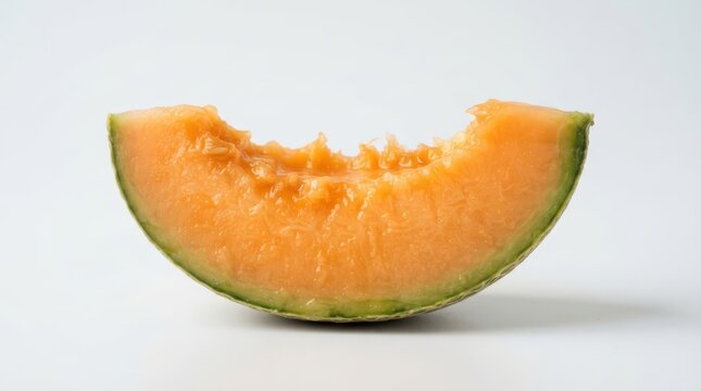 Fresh cantaloupe melon slice isolated on white background
