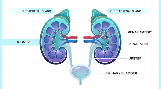 Human kidney clipart showing urinary system and internal anatomy