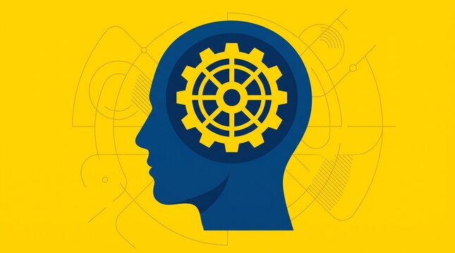 Human head with gear brain illustration