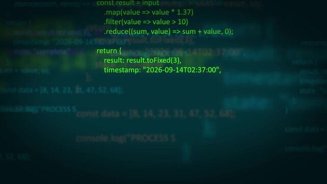 Abstract Dark Blue Coding Background with Cyan Cyber Programming Code, Software Development Script, Data Processing, System Matrix, and Technology Interface Concept Video Loop