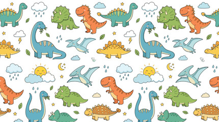 Cute Dinosaur Pattern Isolated © Sedap
