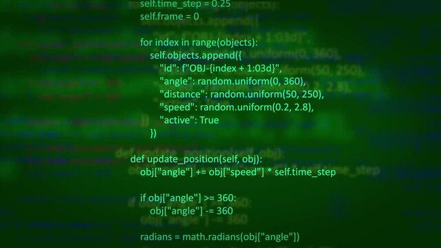 Abstract Light Green Coding Background with Green Cyber Programming Code, Software Development Script, Data Processing, System Matrix, and Technology Interface Concept Video Loop