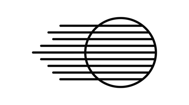 Minimalist circle graphic design featuring horizontal black parallel lines extending from a round sphere shape created for modern business branding and creative digital vector illustration projects