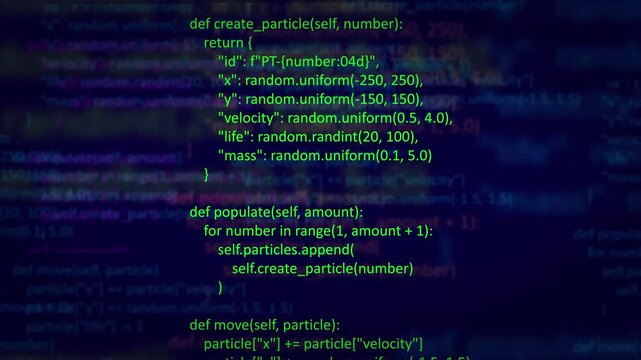 Abstract Dark Blue Coding Background with Green Cyber Programming Code, Software Development Script, Data Processing, System Matrix, and Technology Interface Concept Video Loop