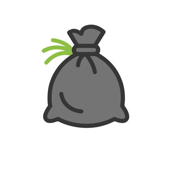 Grey drawstring bag with green strands
