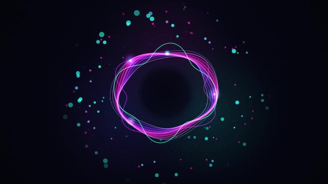Circular energy ring expands and contracts against a dark speckled background expanding contracting