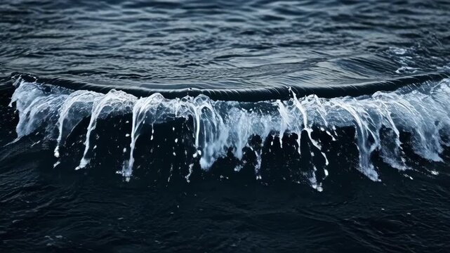 Ocean Surface with Curling Sea Wave, White Foam, Dark Water Texture, and Coastal Motion Creating Moody Natural Energy Under Soft Overcast Daylight Conditions