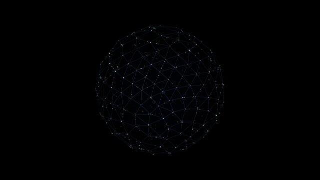 Geometric sphere collapses inward to a point on a black background collapse implode
