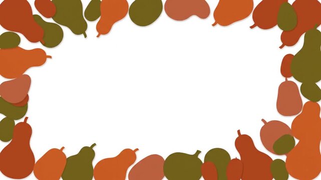 Animated Pear and Gourd Border Frame Autumn Harvest Theme
