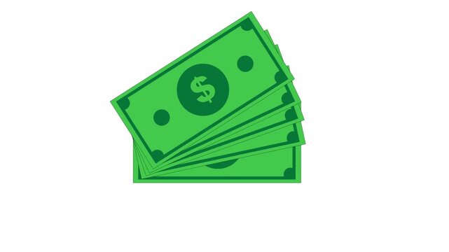 A fan-shaped stack of paper money banknotes isolated on a clean white background