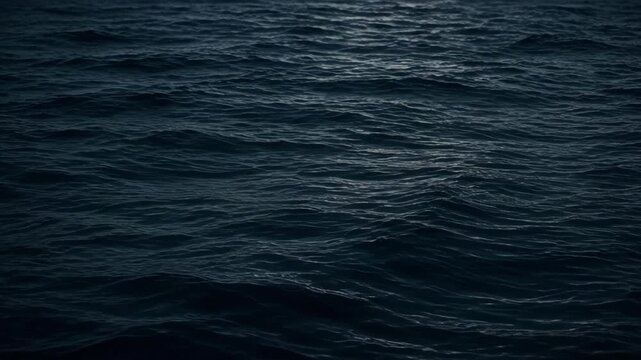 Dark Blue Ocean Water Surface with Gentle Ripple Wavelet Texture Creating Calm Moody Atmospheric Background for Coastal Nature, Tranquil Seascape and Water Design Concepts