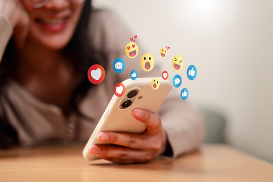 woman using social media and digital online, man using smart phone with Social media. concept of living on vacation and playing social media. online marketing, technology network concept.