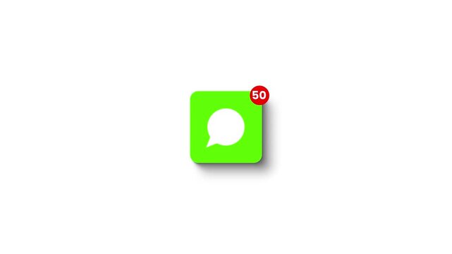 Green message app icon with notification badge isolated on white background
